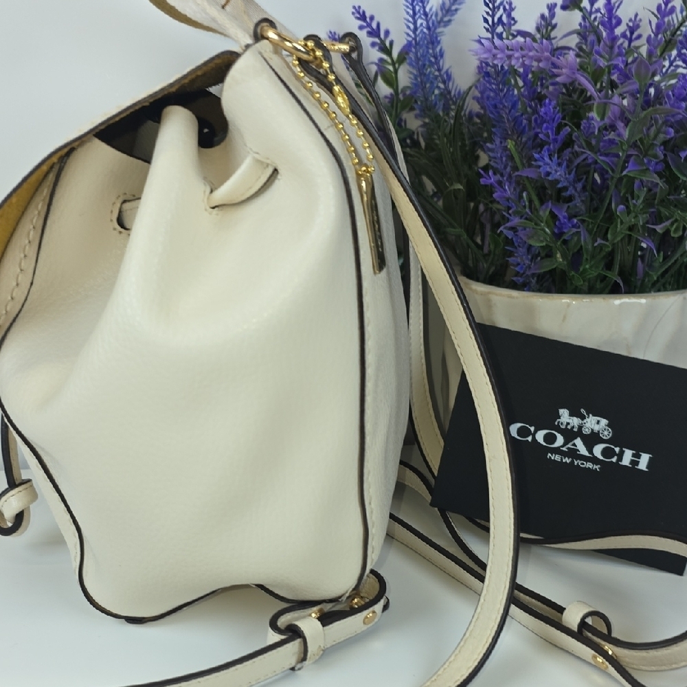 Coach Derby Ivory White‎ Leather Backpack Crossbody Shoulder Bag - Picture 10 of 16